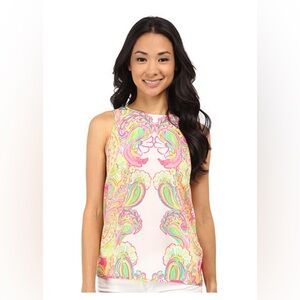 Lilly Pulitzer 100% Silk Iona Sleevless Tank size large retails $145
